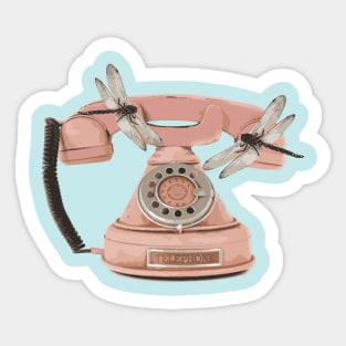 Dragonflies Vintage Telephone Sticker